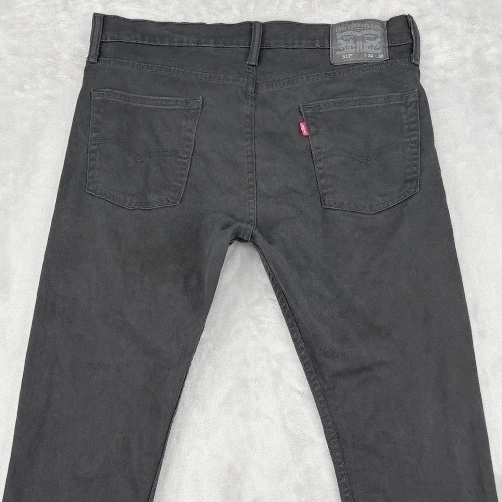 Levi's 513 Mens 34x30 (Fit 35x29.5) Black Slim Straight Leg Stretch Denim Modern